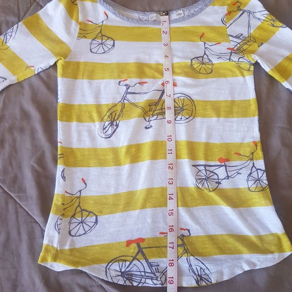 Postcard  Womens Blouse Size XS Yellow Striped Print Button Antropologie Spring - Picture 11 of 12